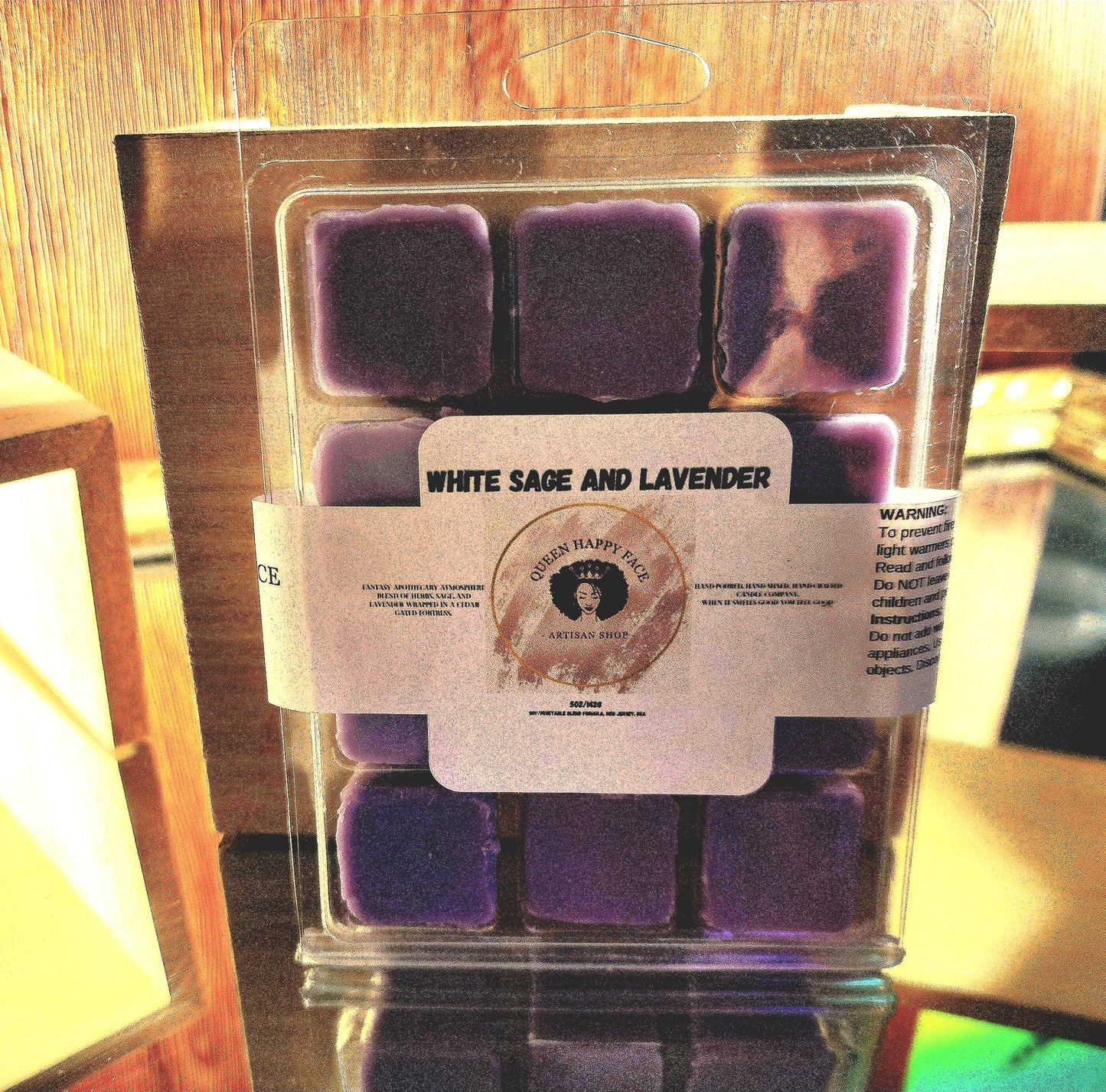 white sage and lavender, wax melts, front product